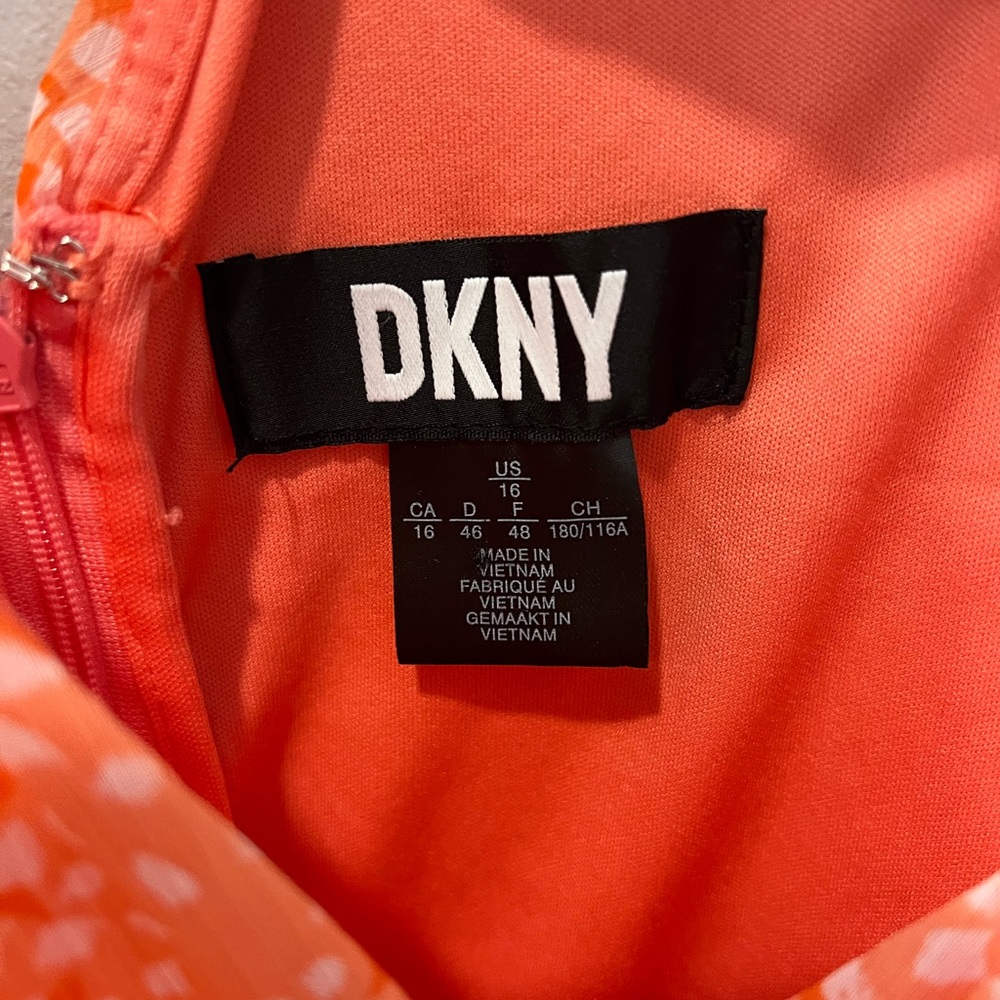 DKNY Tangerine Orange High-Low Asymmetrical Wrap Chiffon Sundress - Picture 2 of 3